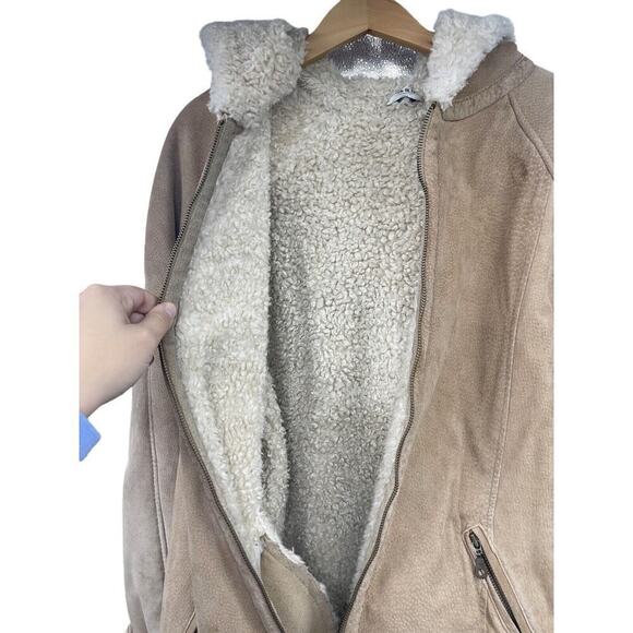 Vintage Penny Lane Style Genuine Leather Sherpa Winter Coat Western Womens XL - Picture 6 of 14